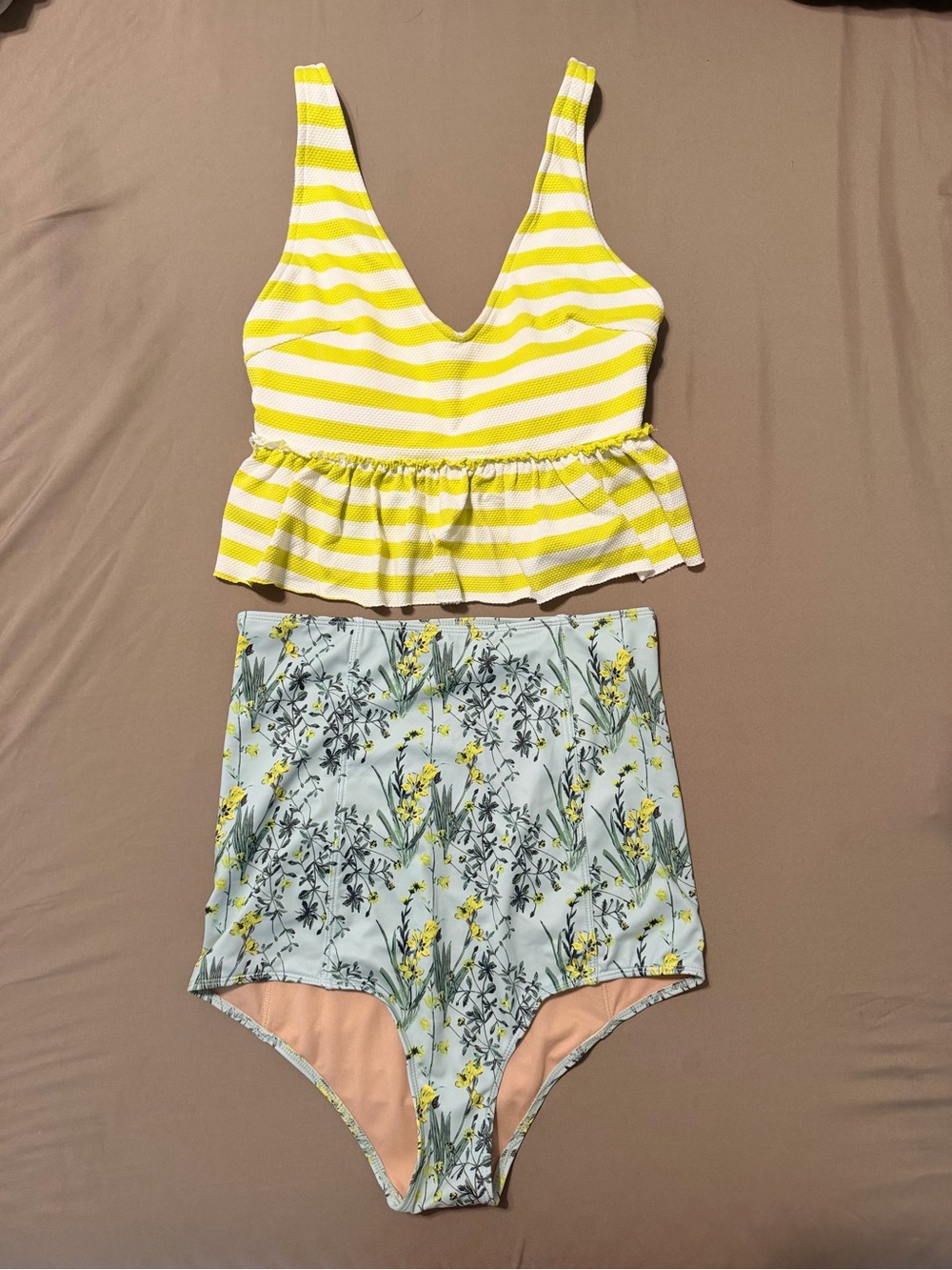 Kortni Jeane Swimsuit Set - Stripes & Blue Floral